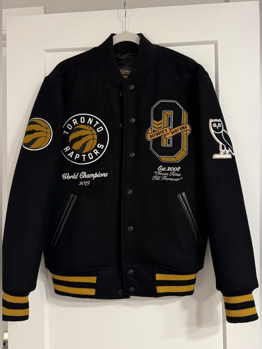 OVO x Toronto Raptors Black & Gold Varsity Jacket